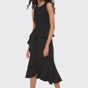 Michael Kors collection Womens black ruffled stretch Cady dress 6